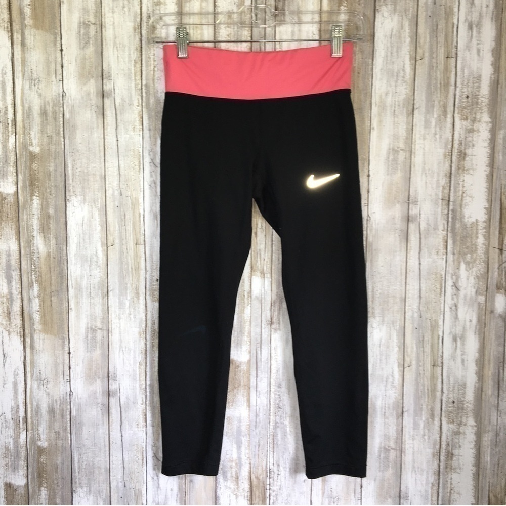 Nike Pink Banded Cropped Black Pants